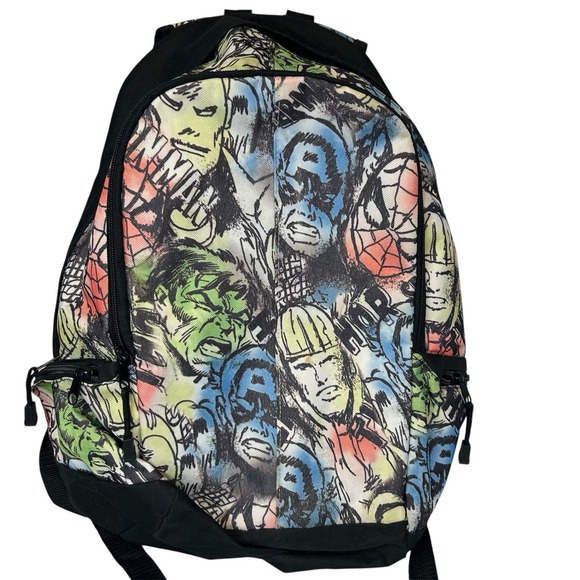Marvel Comics Backpack School Laptop Bag 2012 Ironman Hulk Spiderman 18 in Long - Picture 1 of 6